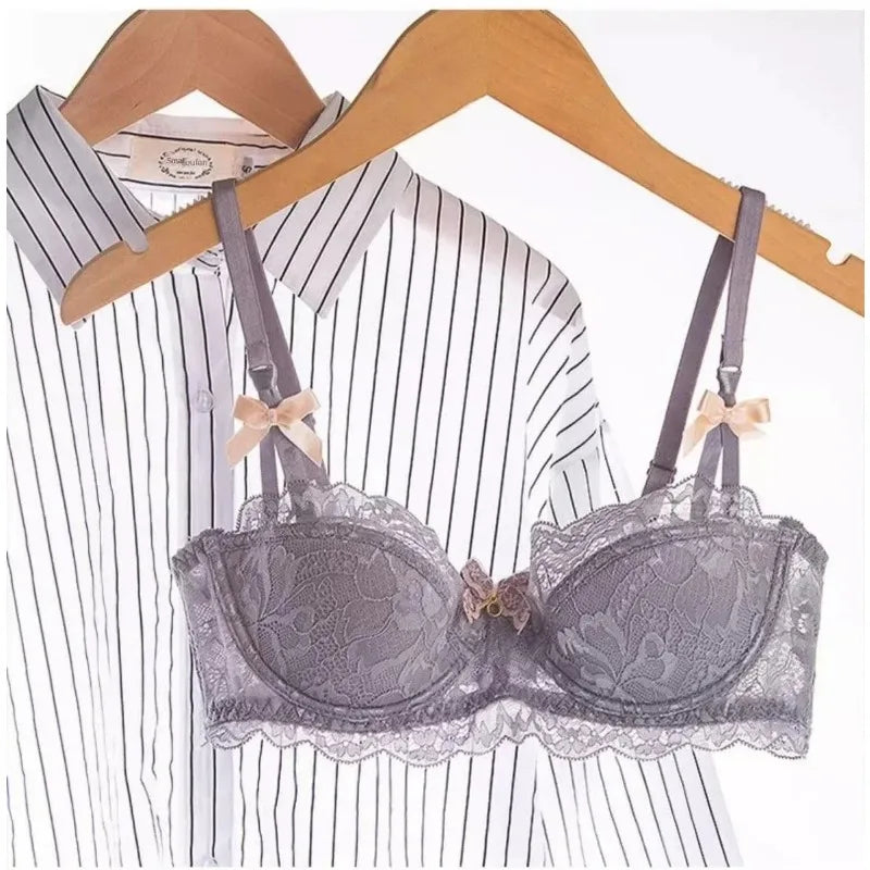 Black 2-piece pull-up lace bra set with bows, breathable fabric, anti-slip cups, perfect for lingerie and date night by The Clothing Company Sydney