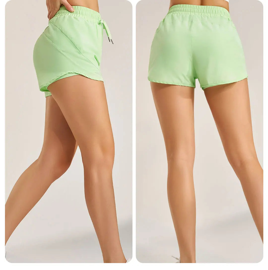 Women’s fitness yoga and running shorts by The Clothing Company Sydney, featuring breathable activewear for gym and workout activities.