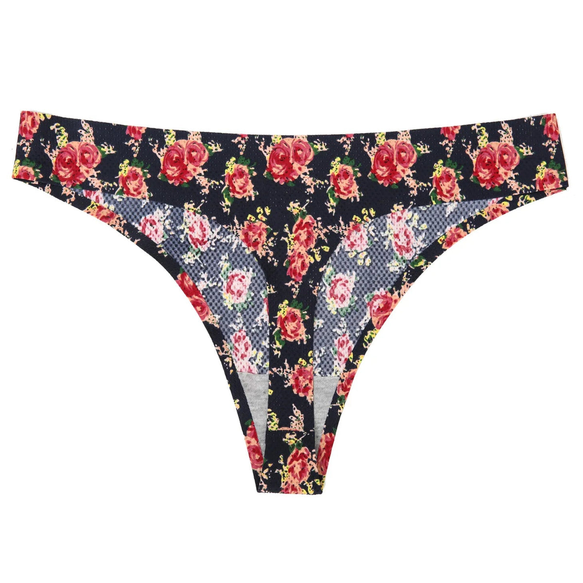 Floral print leopard seamless women's G-string lingerie by The Clothing Company Sydney, showing delicate floral and leopard design.