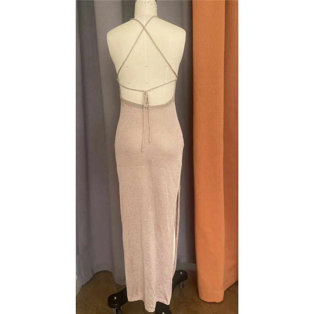 High Slit Crochet Knitted Tunic Beach Cover Up Cover-ups Beach Dress Beachwear The Clothing Company Sydney