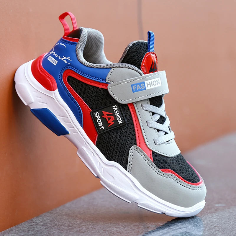 Kids' breathable summer sneakers by The Clothing Company Sydney, mesh running shoes with hook and loop straps for boys and girls.