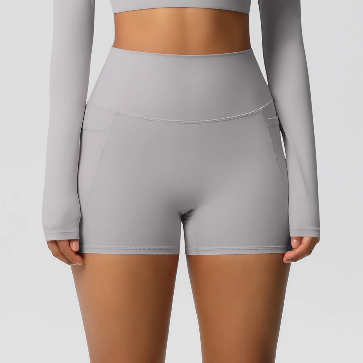 Women's Pocketed Yoga Legging Shorts Squat Proof High Waist Fitness Quick Drying Cycling Workout Gym Shorts