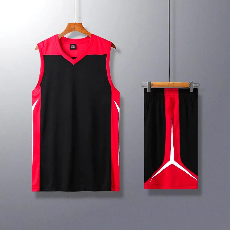 Basketball jersey and shorts set for men, women, and kids by The Clothing Company Sydney, featuring a blank custom sports uniform.