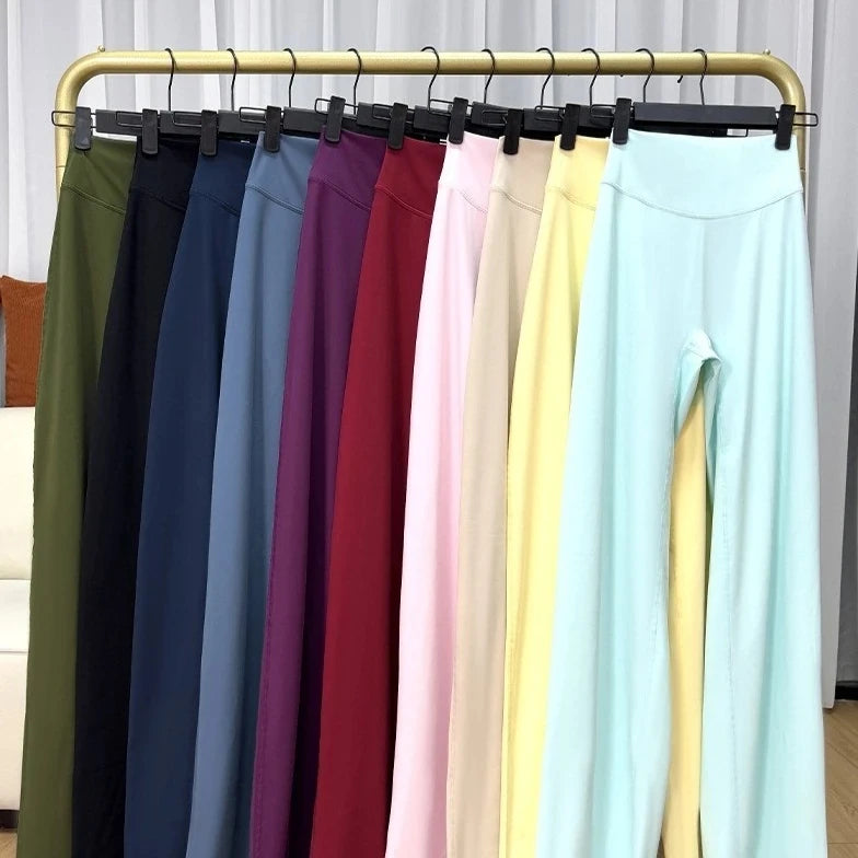 Women's Mid Waist Sport Trousers Wide-Leg Pants Ultra Soft Yoga Pilates Running Gym Pants