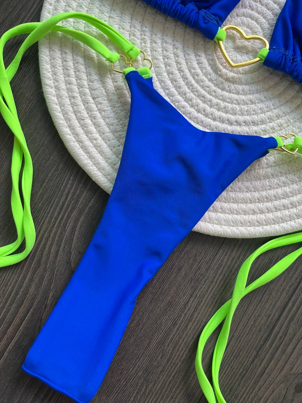 Solid color halter bikini set for women, two-piece triangle swimsuit with thong style, by The Clothing Company Sydney.