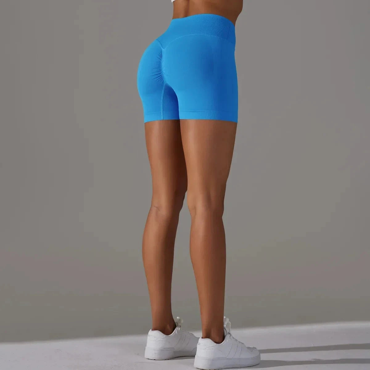 Women’s high waist fitness yoga leggings by The Clothing Company Sydney, seamless sports shorts with scrunch butt and push-up design.