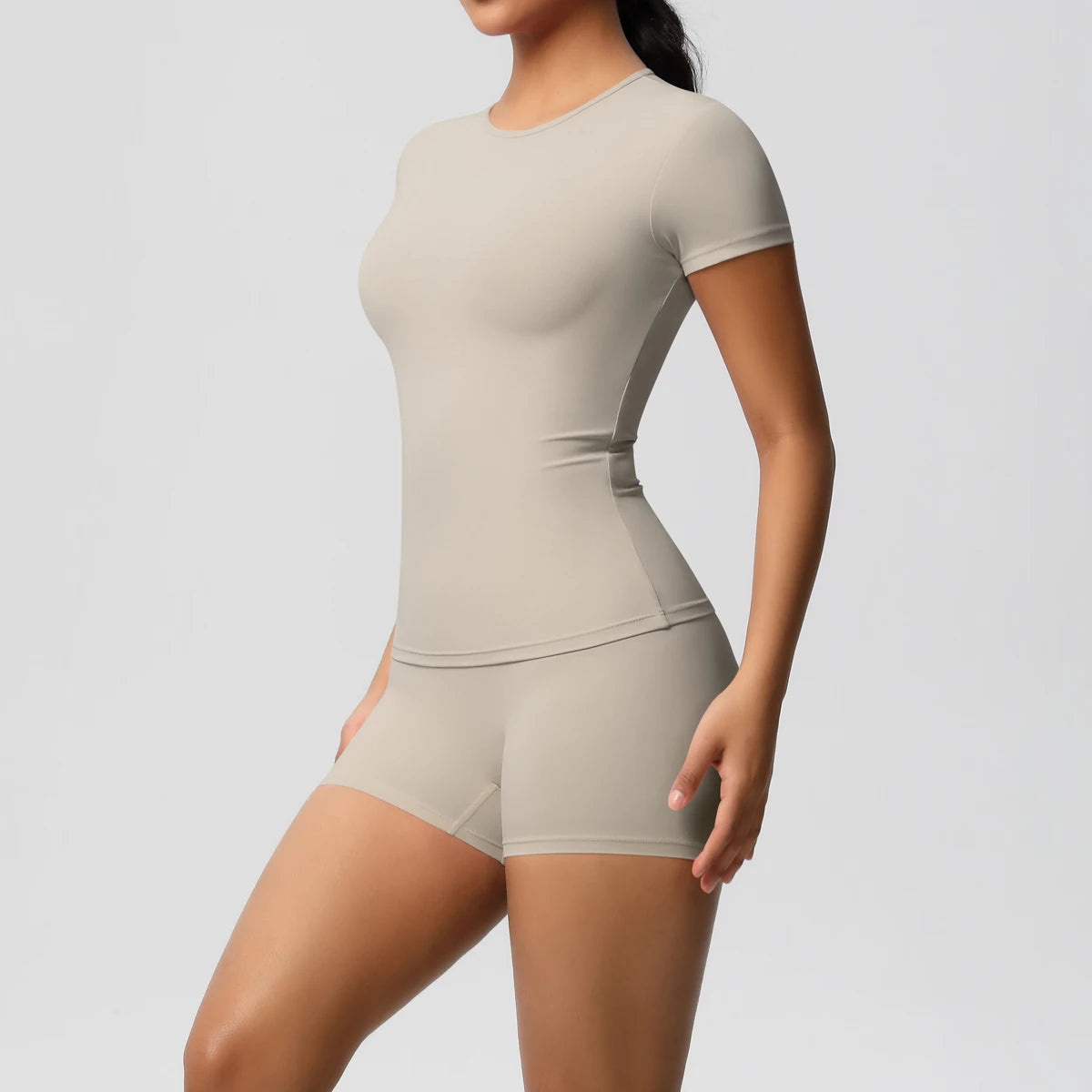 2 Piece Quick-Drying Gym Leggings Set Summer Short Sleeve Breathable Stretchy Yoga Slim Fitness Active Top Women's Cycling Bike Shorts The Clothing Company Sydney