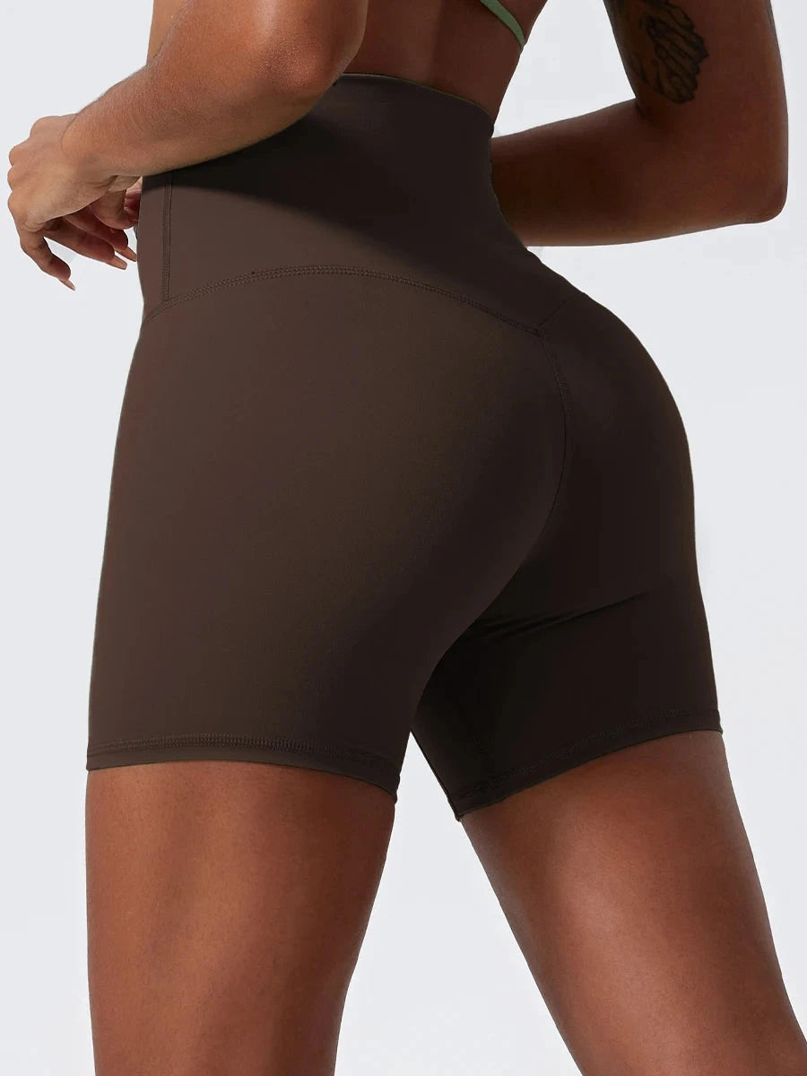 High-waist yoga shorts for women by The Clothing Company Sydney, featuring a fitted gym and running leggings design for active workouts.