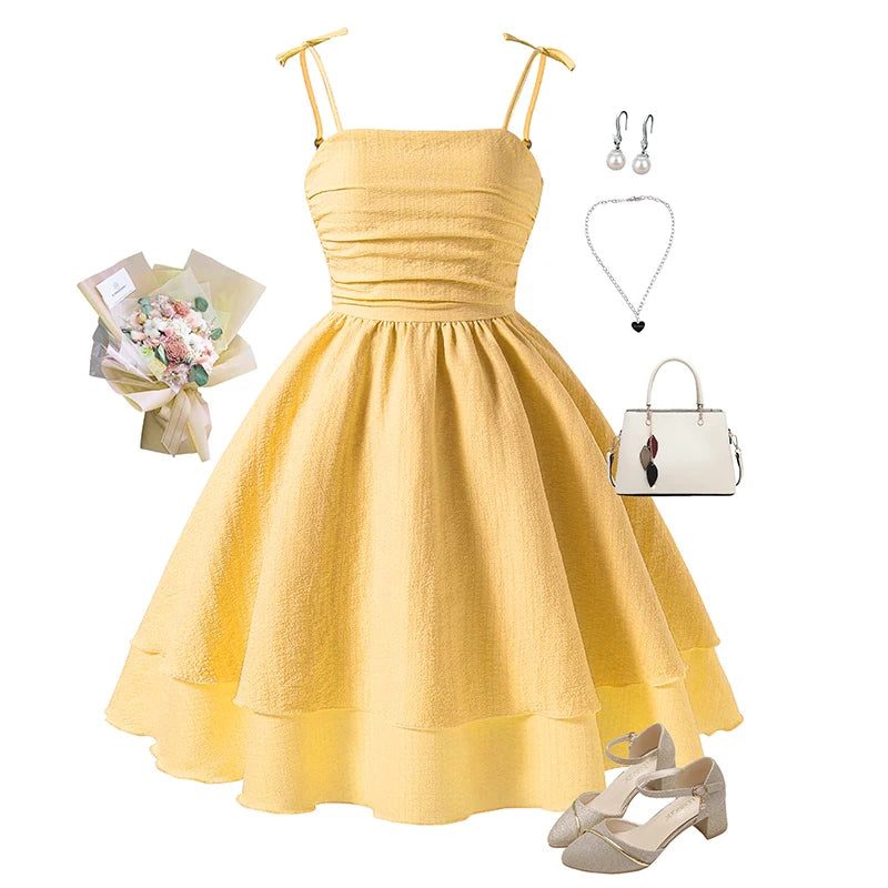 Pink tiered sling princess dress for kids by The Clothing Company Sydney, featuring sweet style for tween girls' birthday parties.