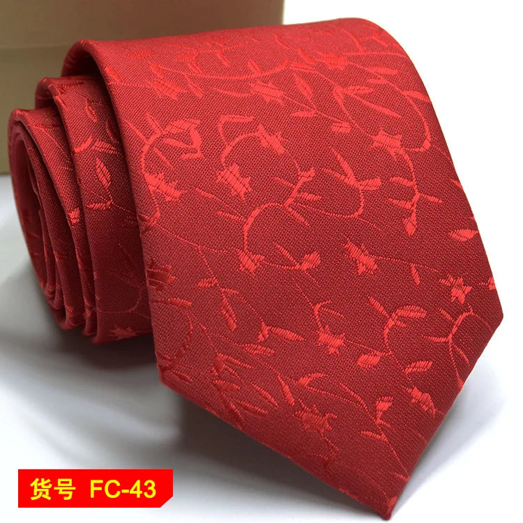 Men's Jacquard necktie featuring floral and solid designs, 7-8cm width, stylish accessories by The Clothing Company Sydney.