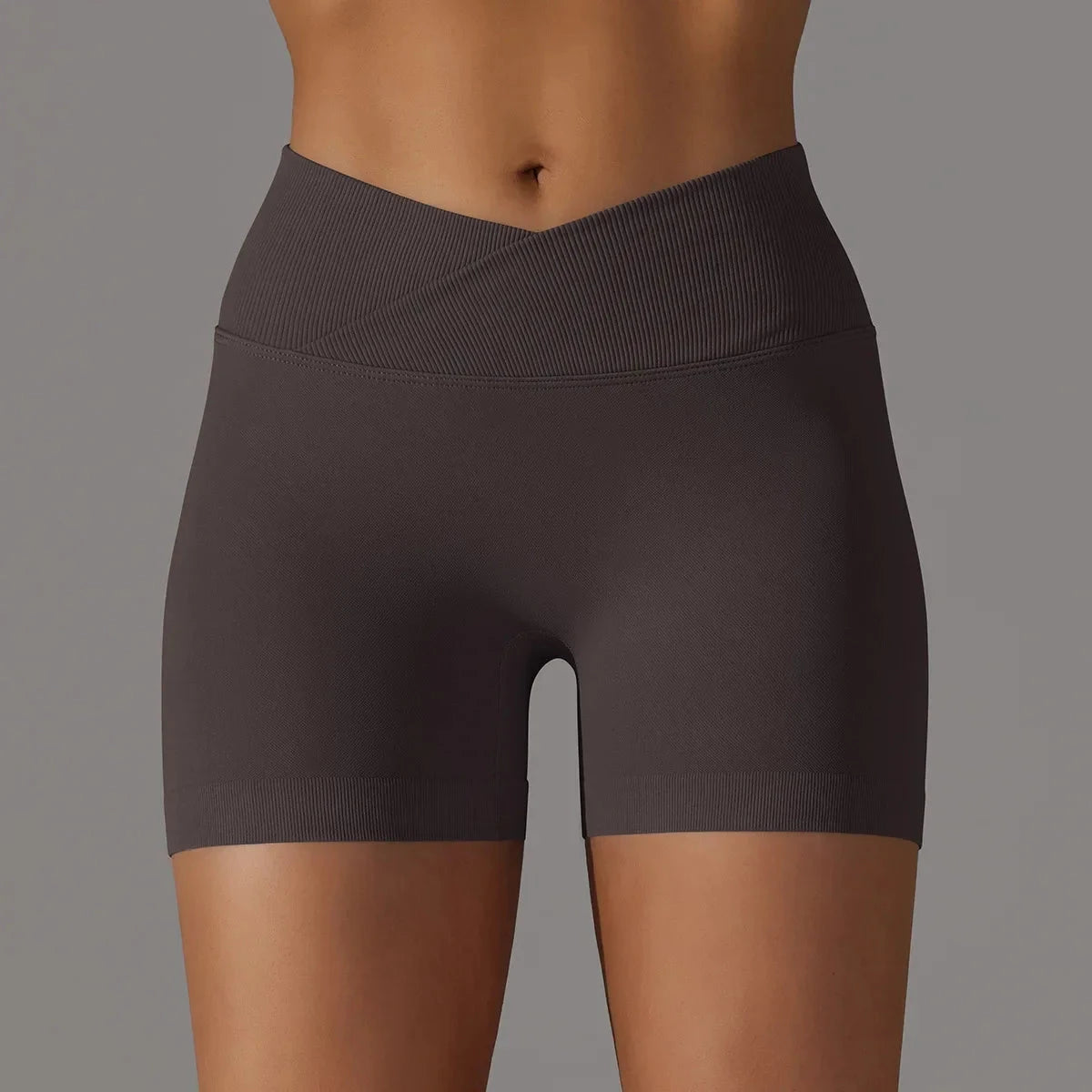 Women’s high waist fitness yoga leggings by The Clothing Company Sydney, seamless sports bike shorts with scrunch butt design.