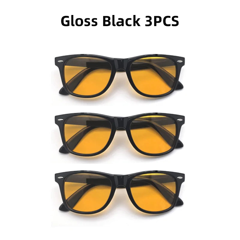Blue light blocking glasses for men and women with square frames, designed for night vision and computer eye protection.
