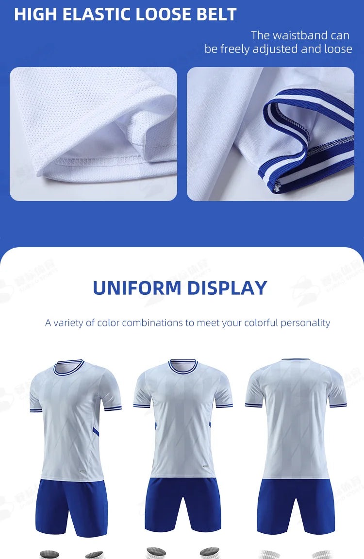 Customized adult kids football jersey and soccer uniform set by The Clothing Company Sydney, quick-drying sportswear for team training.