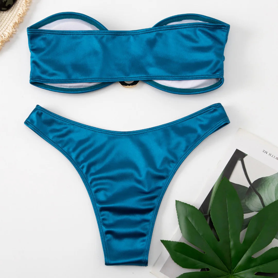 2 Piece Bandeau Strapless Bikini Swimsuit Swimwear Two-piece Bikini set Padded Bather Bathing Suit The Clothing Company Sydney