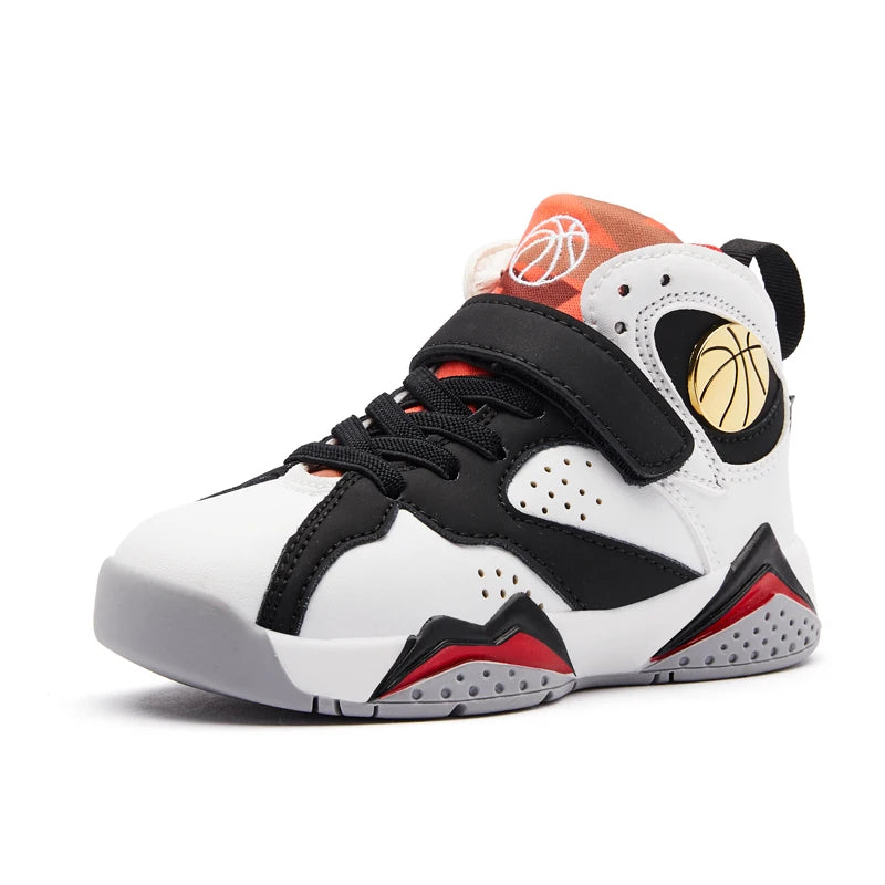 Kids' boys' basketball shoes by The Clothing Company Sydney, non-slip outdoor sports sneakers with supportive grip and vibrant design.
