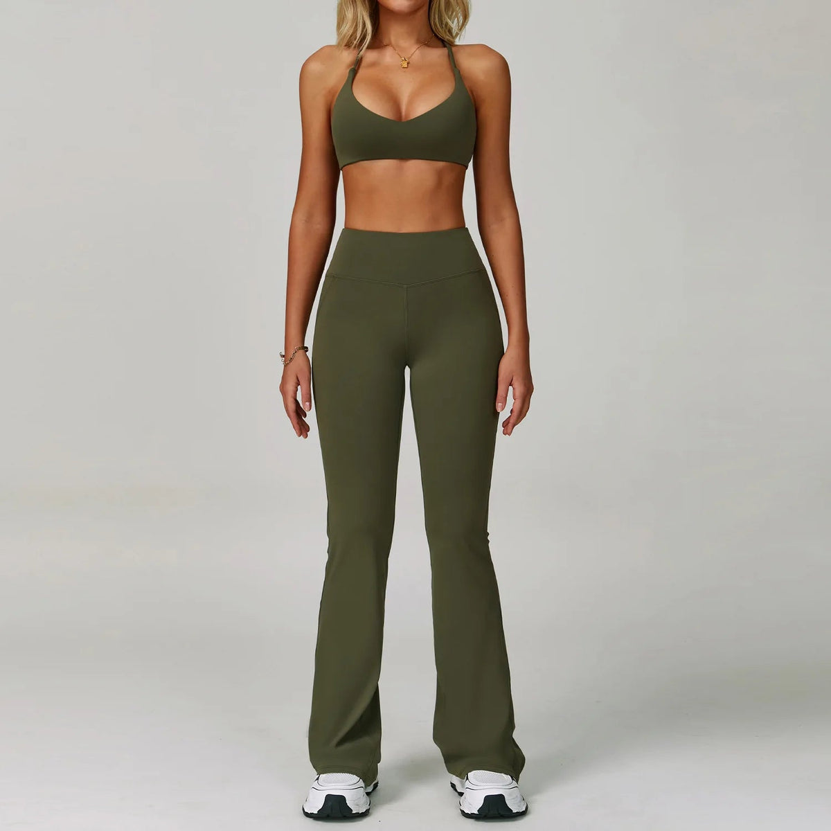 The Clothing Company Sydney women's 2-piece fitness tracksuit set with high waist leggings and sports bra, ideal for yoga and workouts.