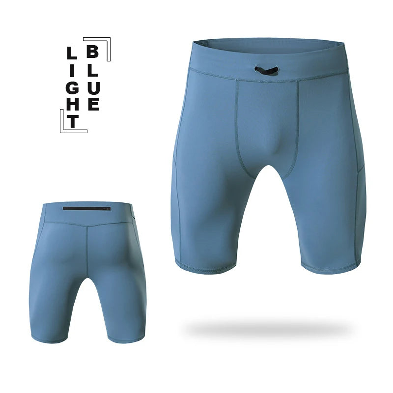 Men's Compression Quick Dry Bodybuilding Tights Fitness Leggings Elastic Waist Sport Bottoms Gym Running Shorts