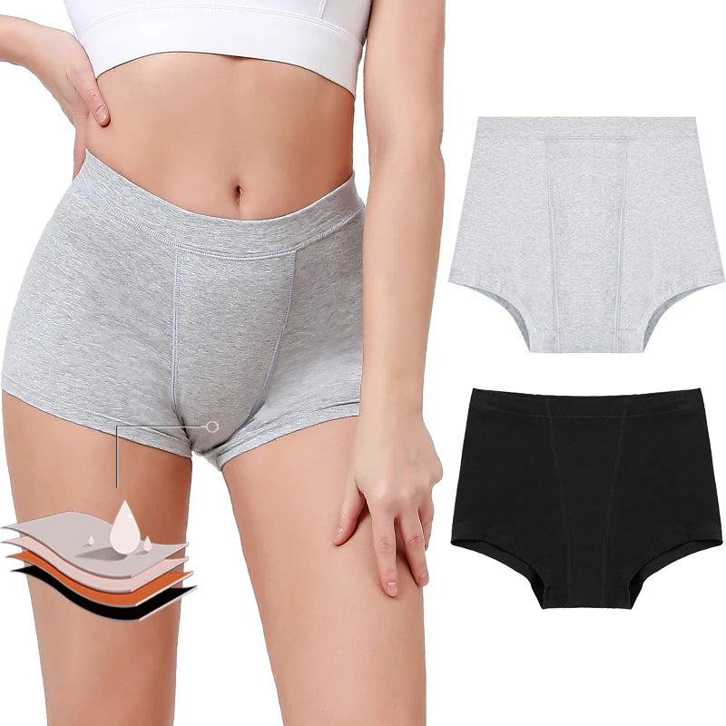 High-waist menstrual boxer shorts from The Clothing Company Sydney, made of soft cotton, designed for period protection and comfort.