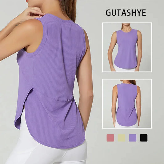 GUTA S-XL Yoga Shirt Women Gym Shirt Quick Dry Sports Shirts Back Gym Top Women's Fitness Shirt Sleeveless Sports Top Yoga Vest The Clothing Company Sydney
