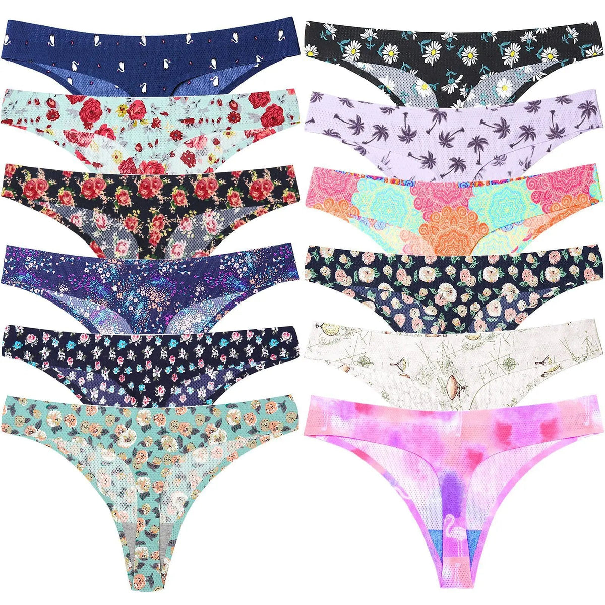 Floral print leopard seamless women's G-string lingerie by The Clothing Company Sydney, featuring delicate floral and animal print design.