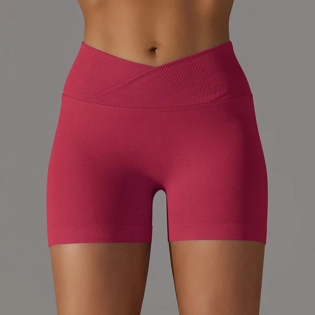 Women’s high waist fitness yoga leggings by The Clothing Company Sydney, seamless sports bike shorts with scrunch butt detail.