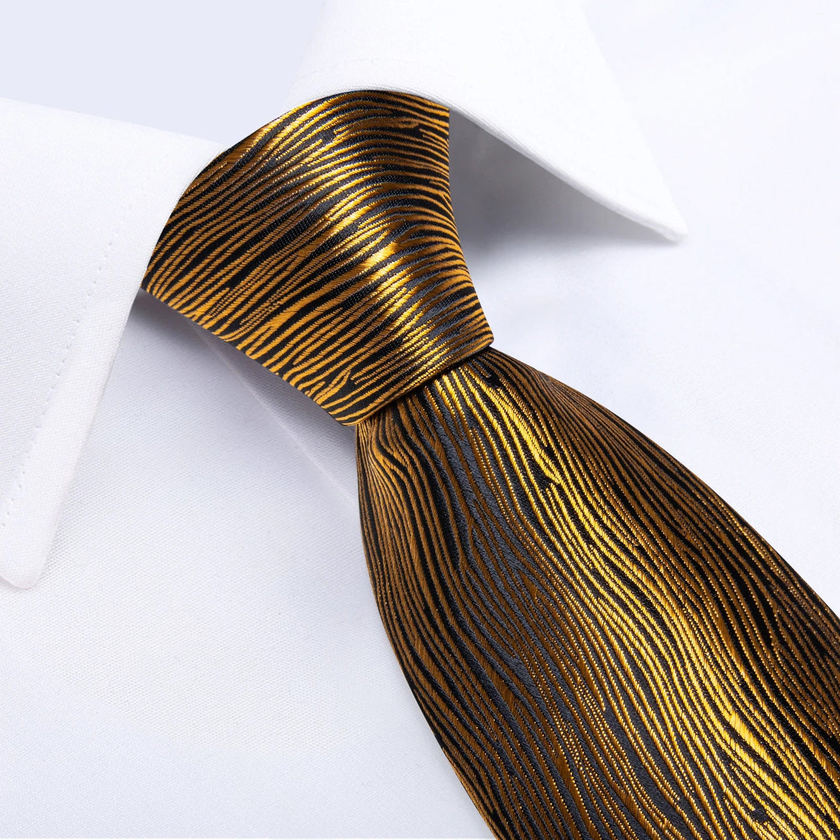 Luxury black and gold paisley silk tie set with matching pocket square and cufflinks, stylish men's accessories by The Clothing Company Sydney.