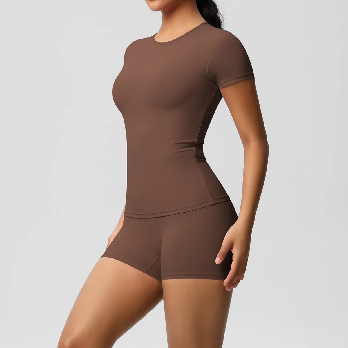 2 Piece Quick-Drying Gym Leggings Set Summer Short Sleeve Breathable Stretchy Yoga Slim Fitness Active Top Women's Cycling Bike Shorts The Clothing Company Sydney