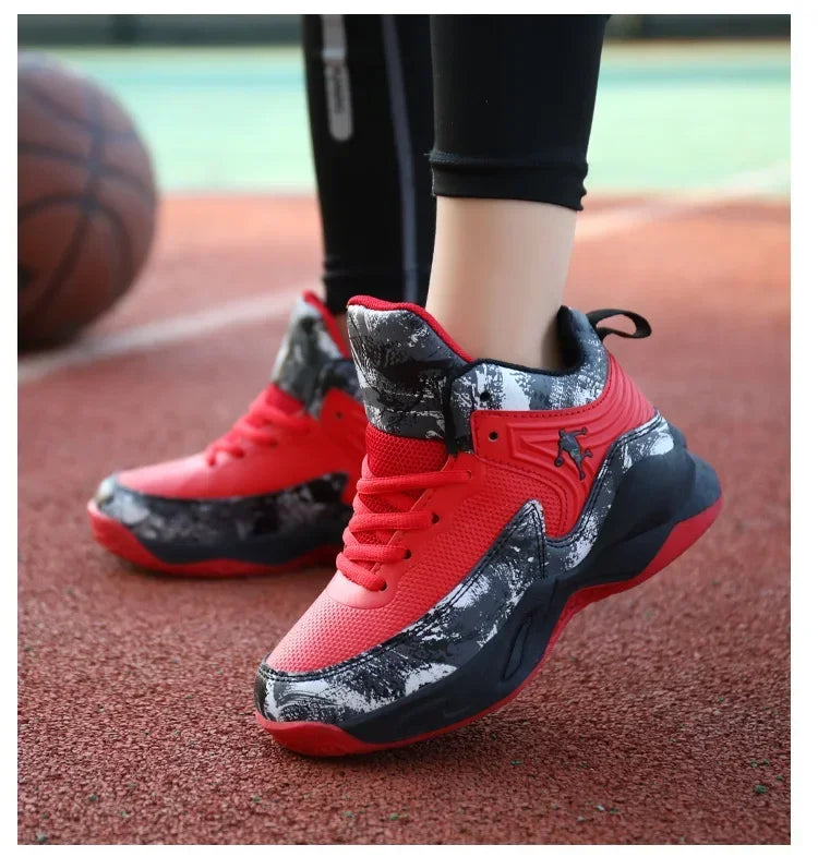 Kids basketball shoes from The Clothing Company Sydney with non-slip soles and sporty design, perfect for active children.