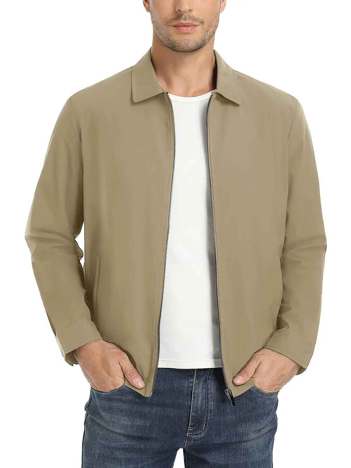 Lightweight Work Jackets Mens Fashion Tunic Style Zipper Pockets Bomber Jackets Full Zip Spring Fall Outerwear The Clothing Company Sydney