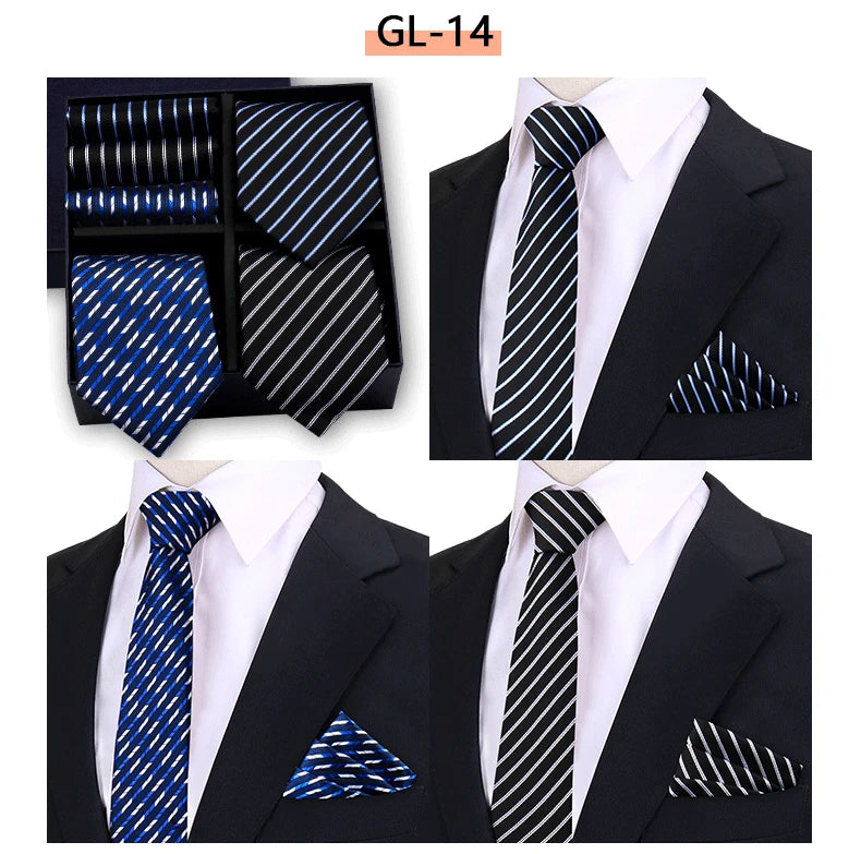 Luxury men's tie set with paisley and striped necktie, handkerchief, and accessories in a gift box by The Clothing Company Sydney