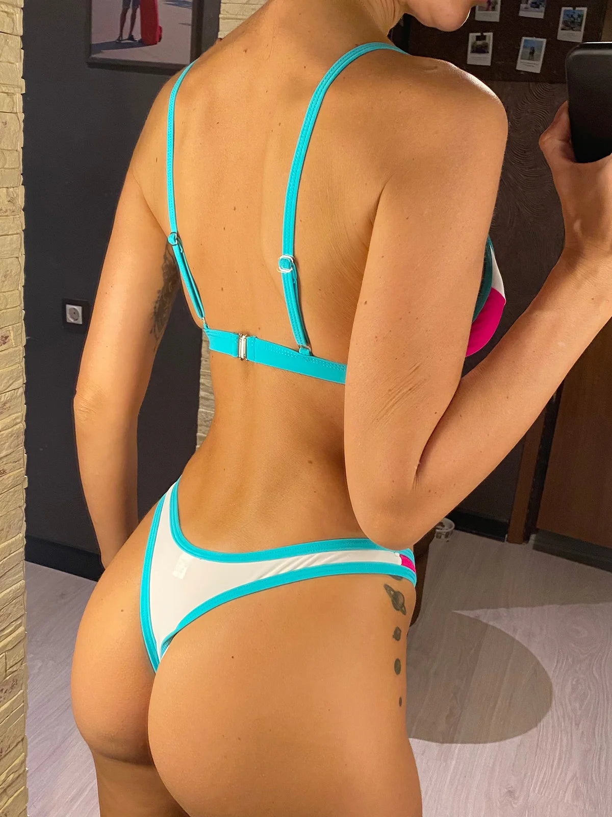 V shape high cut bikini swimsuit for women, two-piece swimwear set, stylish bathing suit featuring a sleek design.