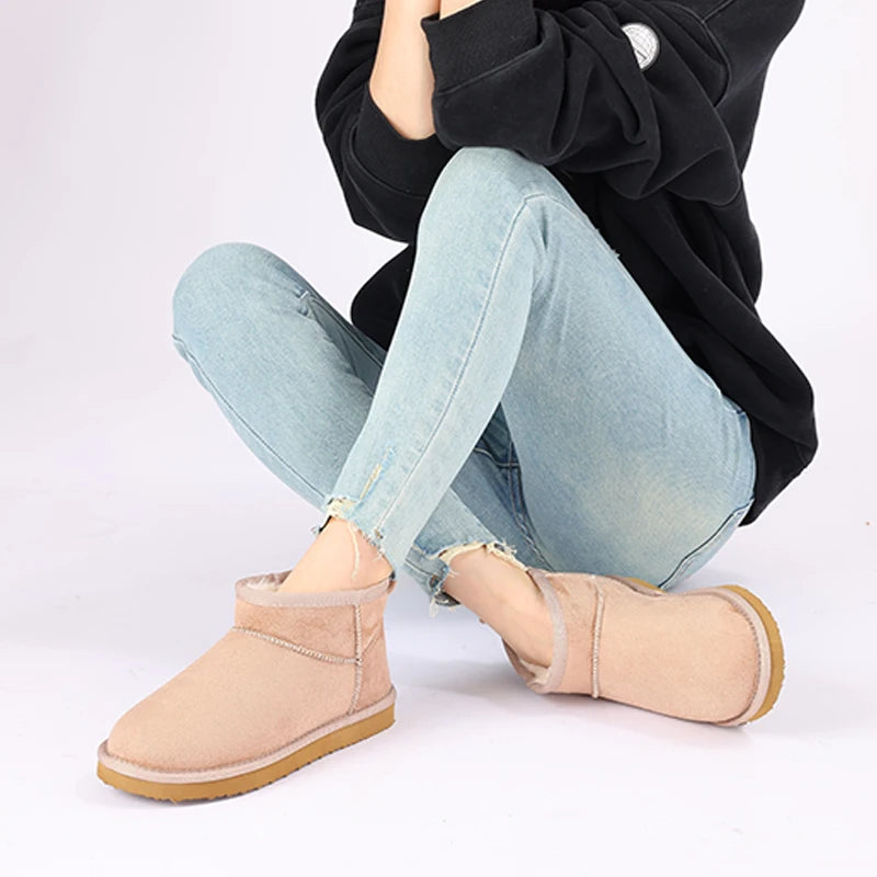 Women’s classic snow boots by The Clothing Company Sydney, warm short ankle footwear with sturdy sole and cozy lining.