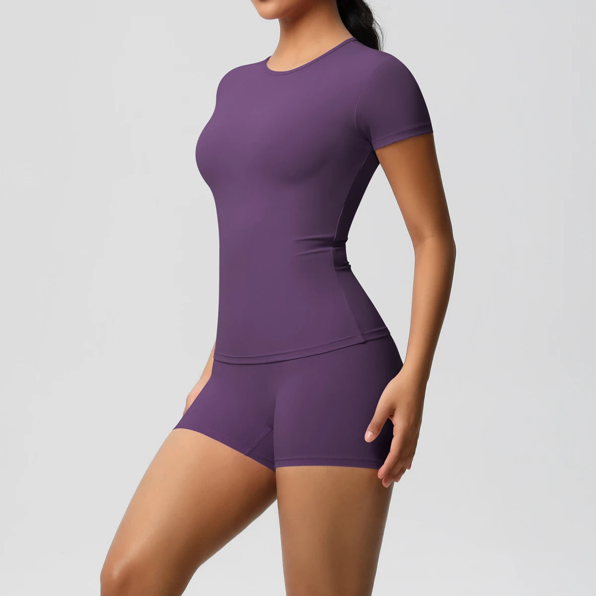 2 Piece Quick-Drying Gym Leggings Set Summer Short Sleeve Breathable Stretchy Yoga Slim Fitness Active Top Women's Cycling Bike Shorts The Clothing Company Sydney