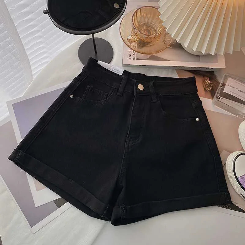 High Waist Plus-size Women Jeans Student Casual Versatile Trendy A- line Hot Pants Cotton Jeans Shorts The Clothing Company Sydney