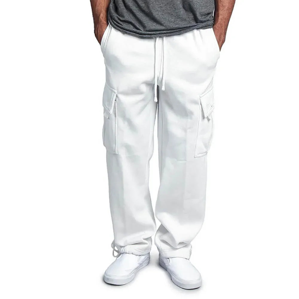 Men's cargo jogger pants by The Clothing Company Sydney, fleece-lined winter streetwear trousers with multiple pockets and loose fit.