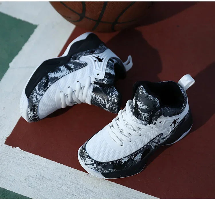 Kids basketball shoes by The Clothing Company Sydney featuring non-slip sports sneakers with colorful design and supportive rubber soles.