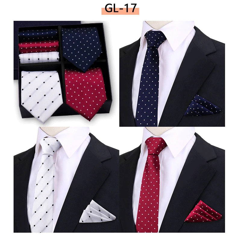Luxury men's tie set by The Clothing Company Sydney featuring a paisley striped necktie and matching handkerchief in a gift box.