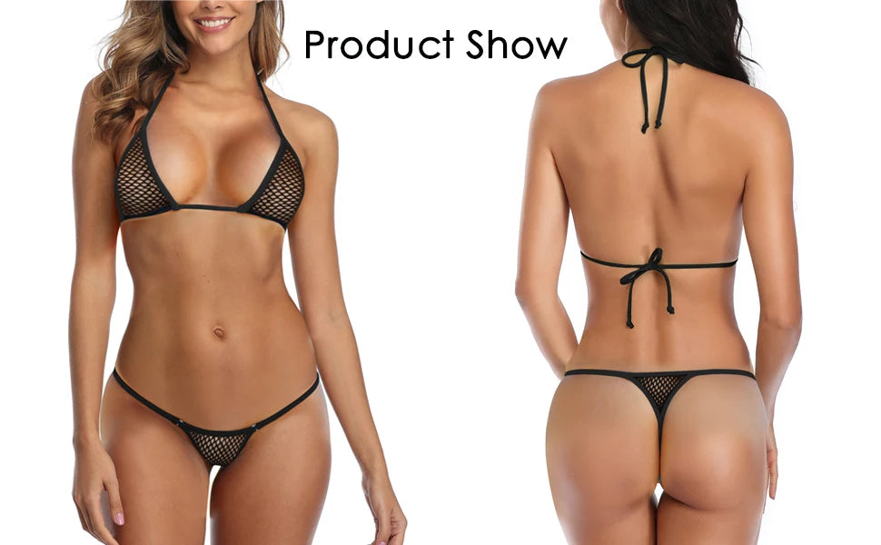 Two-piece micro bikini swimsuit from The Clothing Company Sydney, featuring a minimal G-string style with bright swimwear fabric.