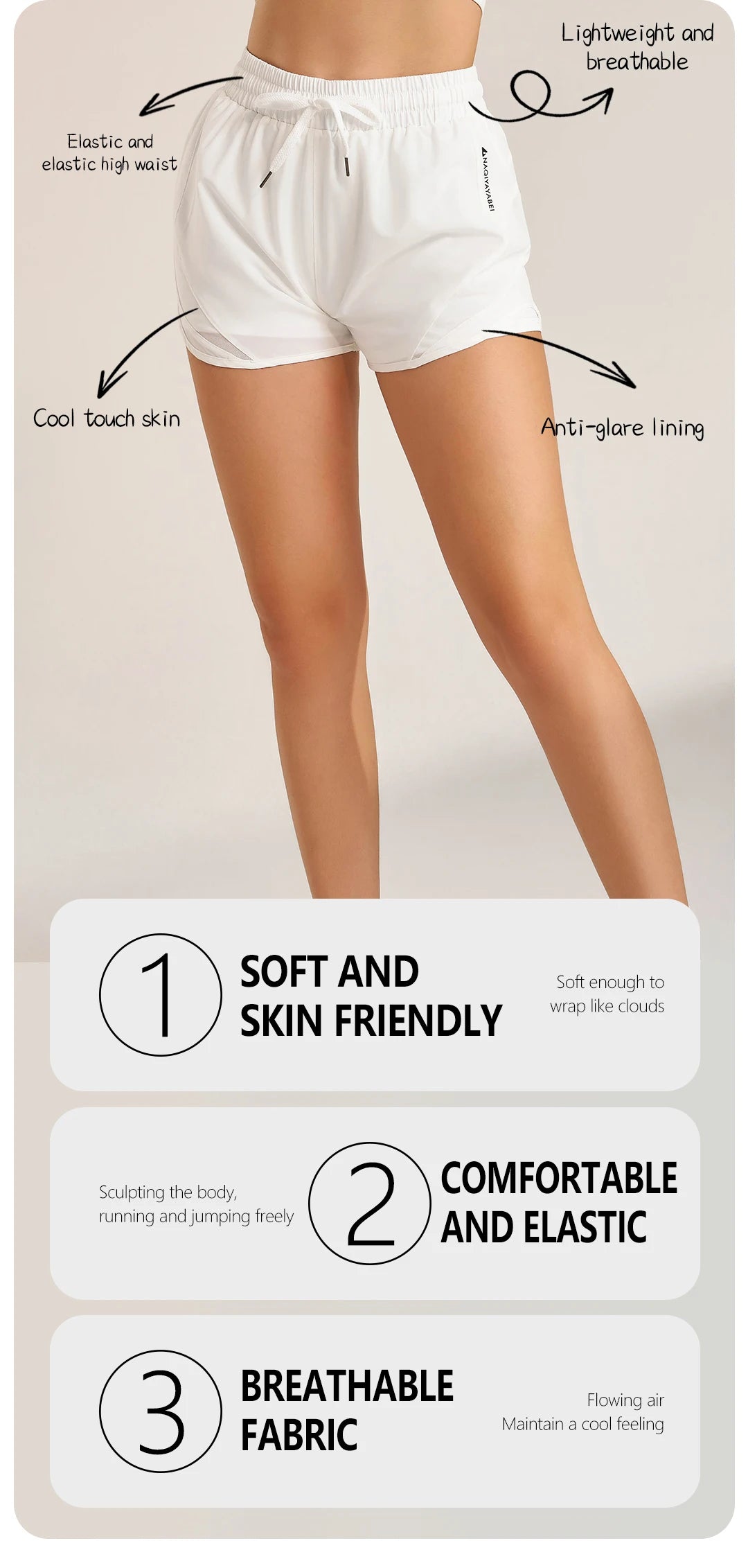 Women’s fitness yoga and running shorts by The Clothing Company Sydney, lightweight activewear for gym and workout activities.