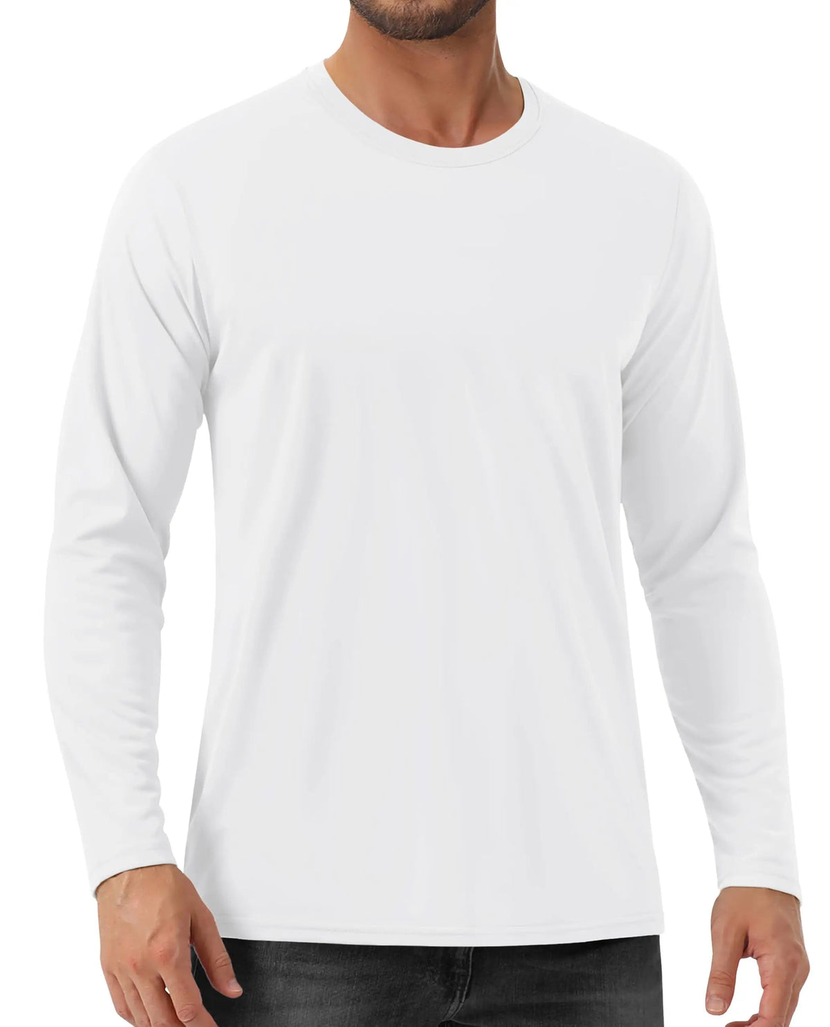 Men's UPF 80+ sun protection T-shirt by The Clothing Company Sydney, quick-dry long sleeve athletic performance sports rash guard