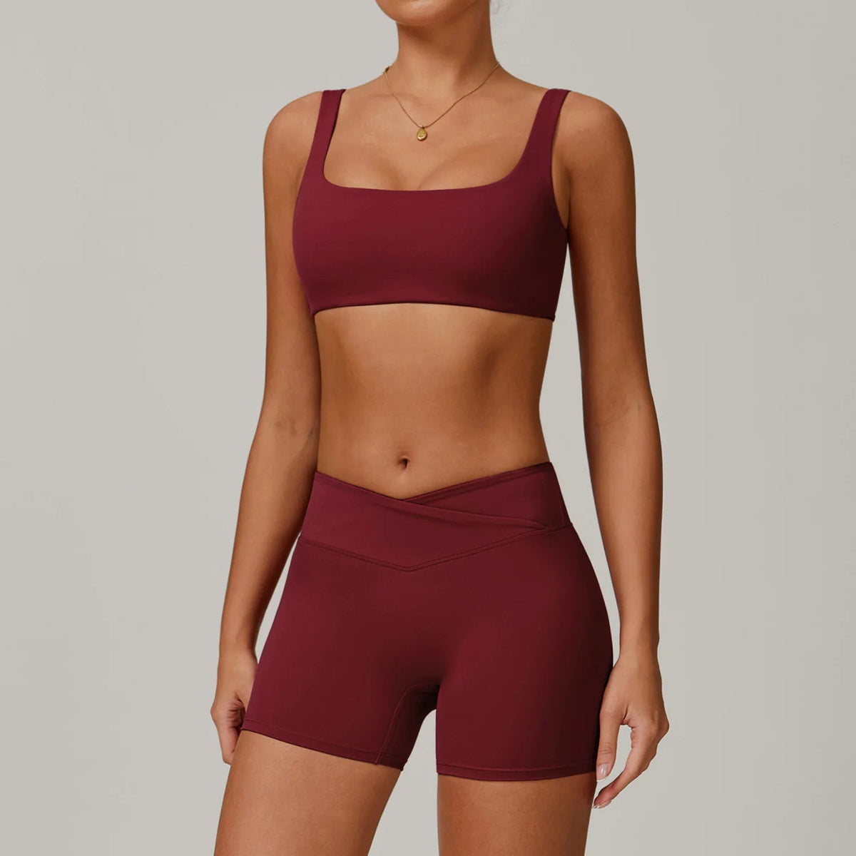 Two-piece women's yoga and workout set including sports bra and leggings by The Clothing Company Sydney for fitness and activewear.