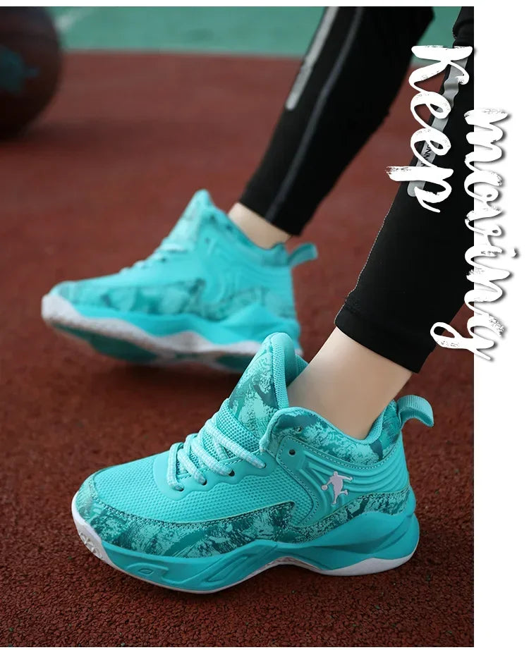 Kids basketball shoes by The Clothing Company Sydney featuring non-slip sports sneakers with colorful design and supportive sole.
