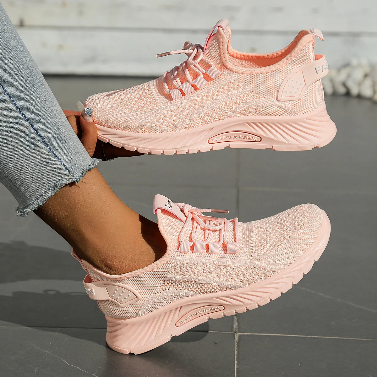 Women's casual Fly Weave sneakers with lace-up design, stylish fall footwear from The Clothing Company Sydney.