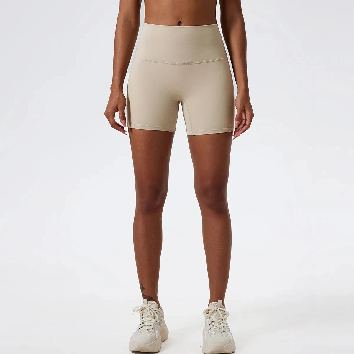 High-waist women’s yoga shorts and gym leggings by The Clothing Company Sydney, designed for running and workout activities.
