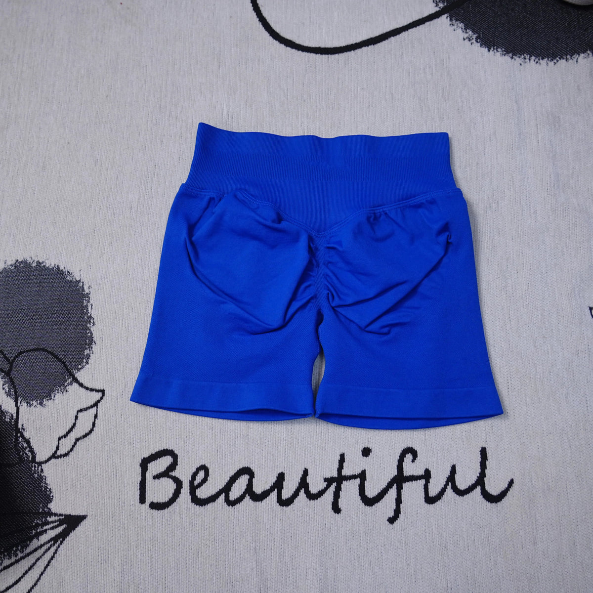 Women’s high-waisted seamless yoga shorts by The Clothing Company Sydney, breathable gym and running shorts with butt-lifting design.