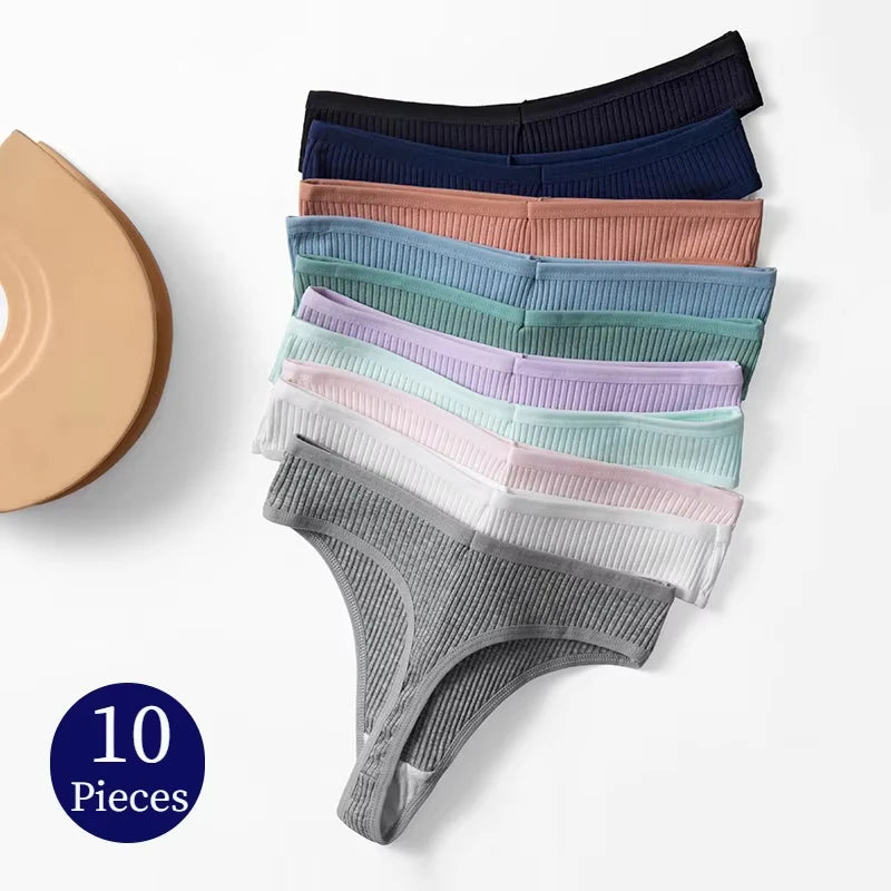10 Piece Women's Panties Cotton Striped Underwear Sports Thongs Lingerie Soft Comfortable G-Strings Hot T-Backs The Clothing Company Sydney