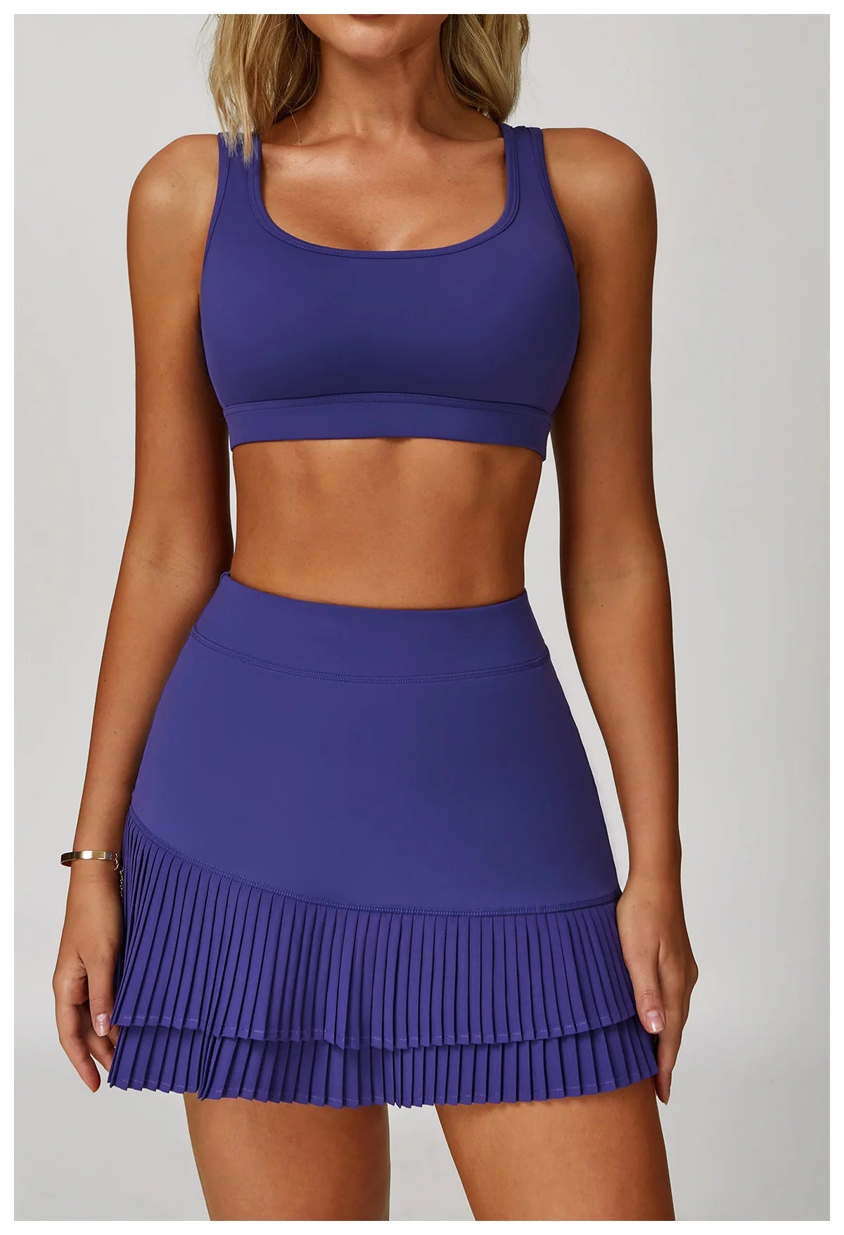 Two-piece women's fitness sportswear set including sports bra and gym leggings by The Clothing Company Sydney, ideal for yoga and workouts.