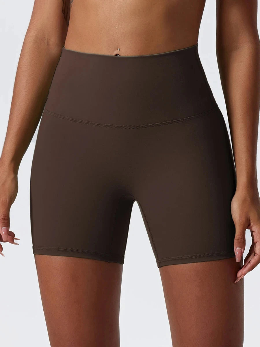 High-waist fitness yoga shorts for women by The Clothing Company Sydney, designed for gym, running, and workout activities.