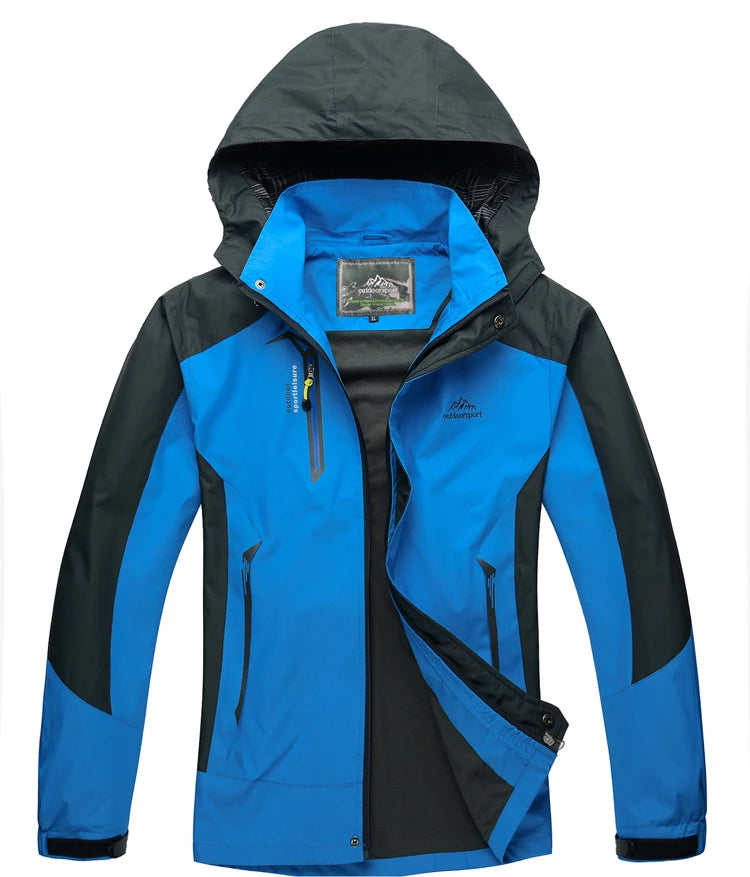Men's outdoor camping hiking jacket by The Clothing Company Sydney, shown in a durable, weather-resistant design suitable for outdoor adventures.