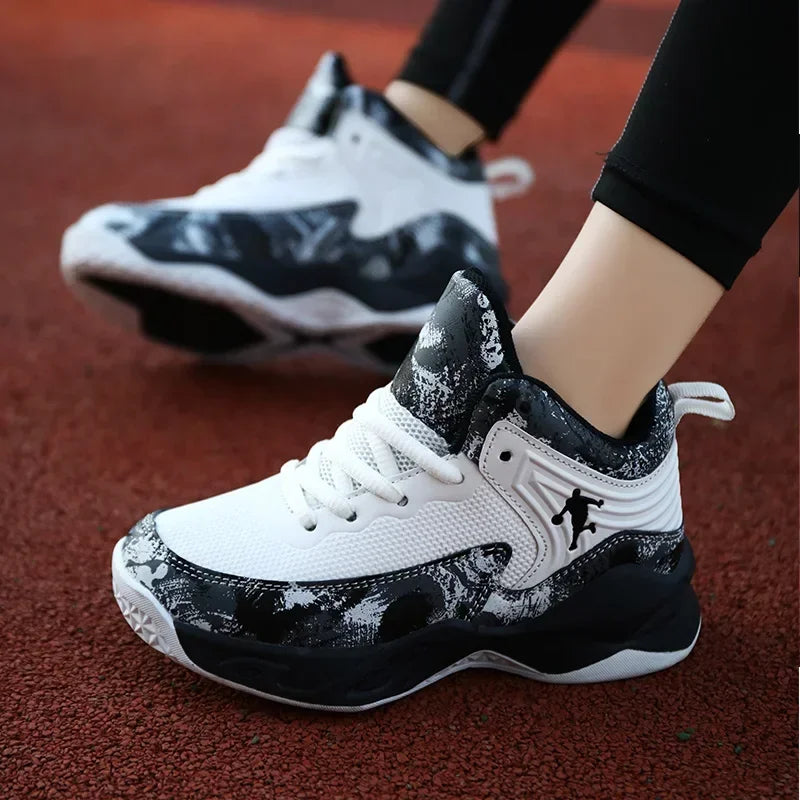 Kids basketball shoes by The Clothing Company Sydney, non-slip sports sneakers with colorful design and supportive grip.